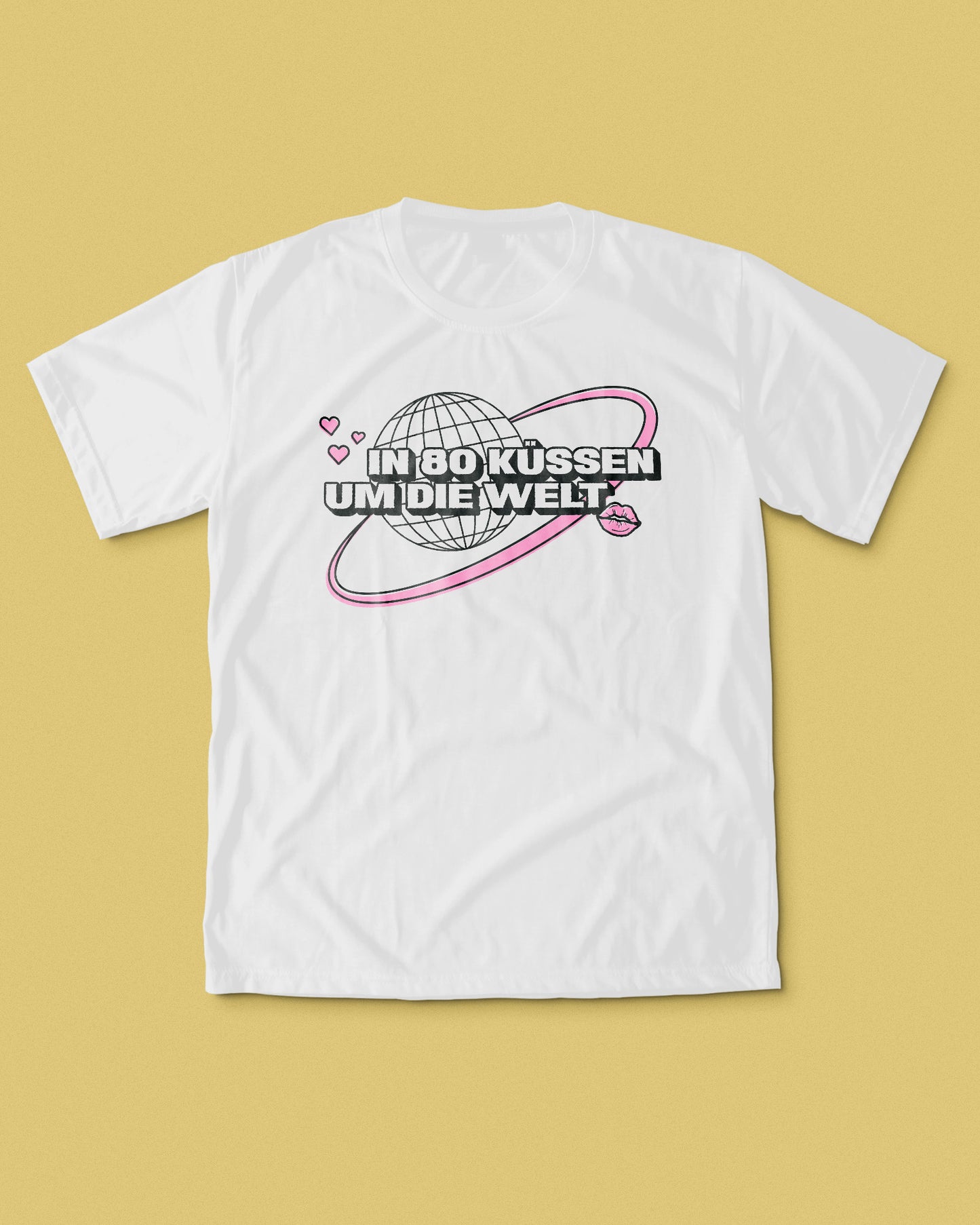 T-Shirt Unisex - In 80 Küssen um die Welt - Weiß