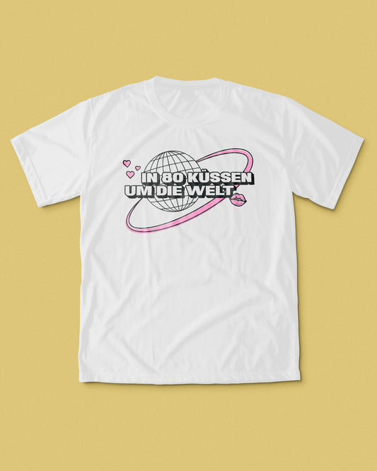 T-Shirt Unisex - In 80 Küssen um die Welt - Weiß